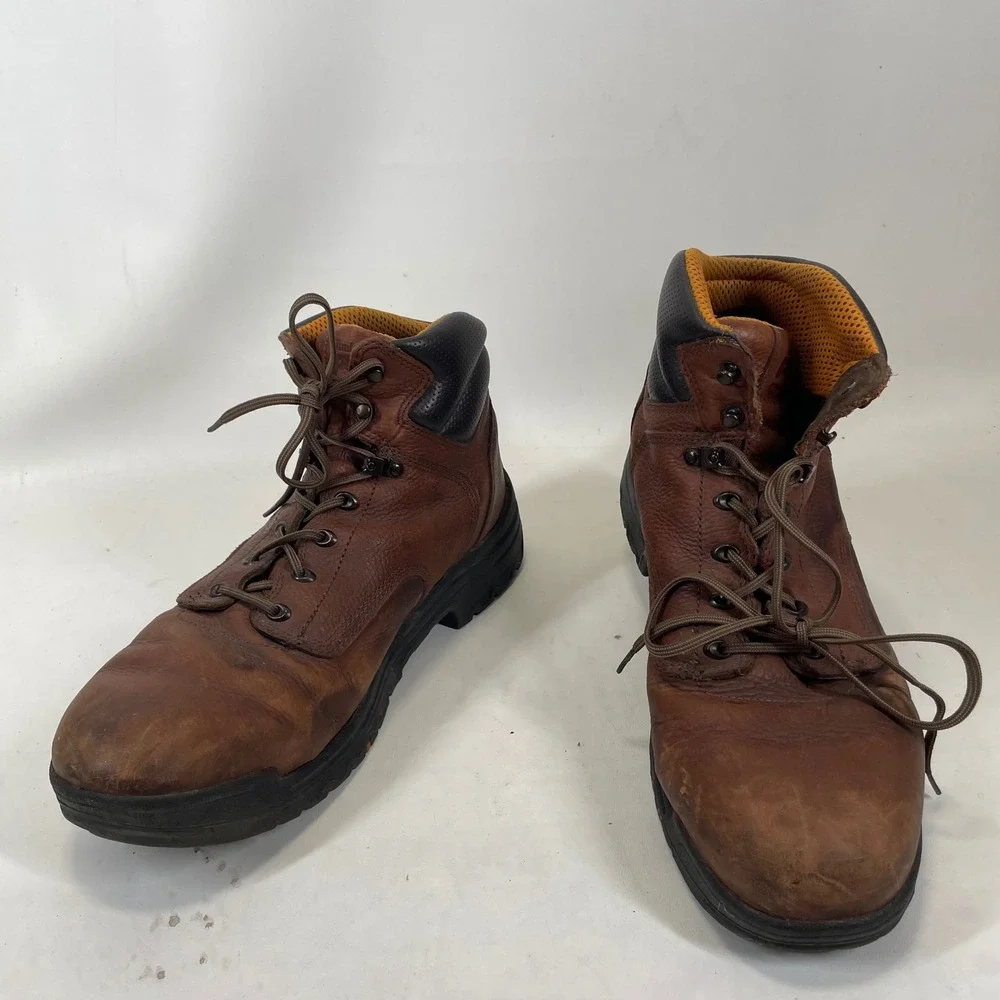 Timberland PRO 24097 Mens Brown Leather Work Boots Oil Slip Resistant Size 15 M